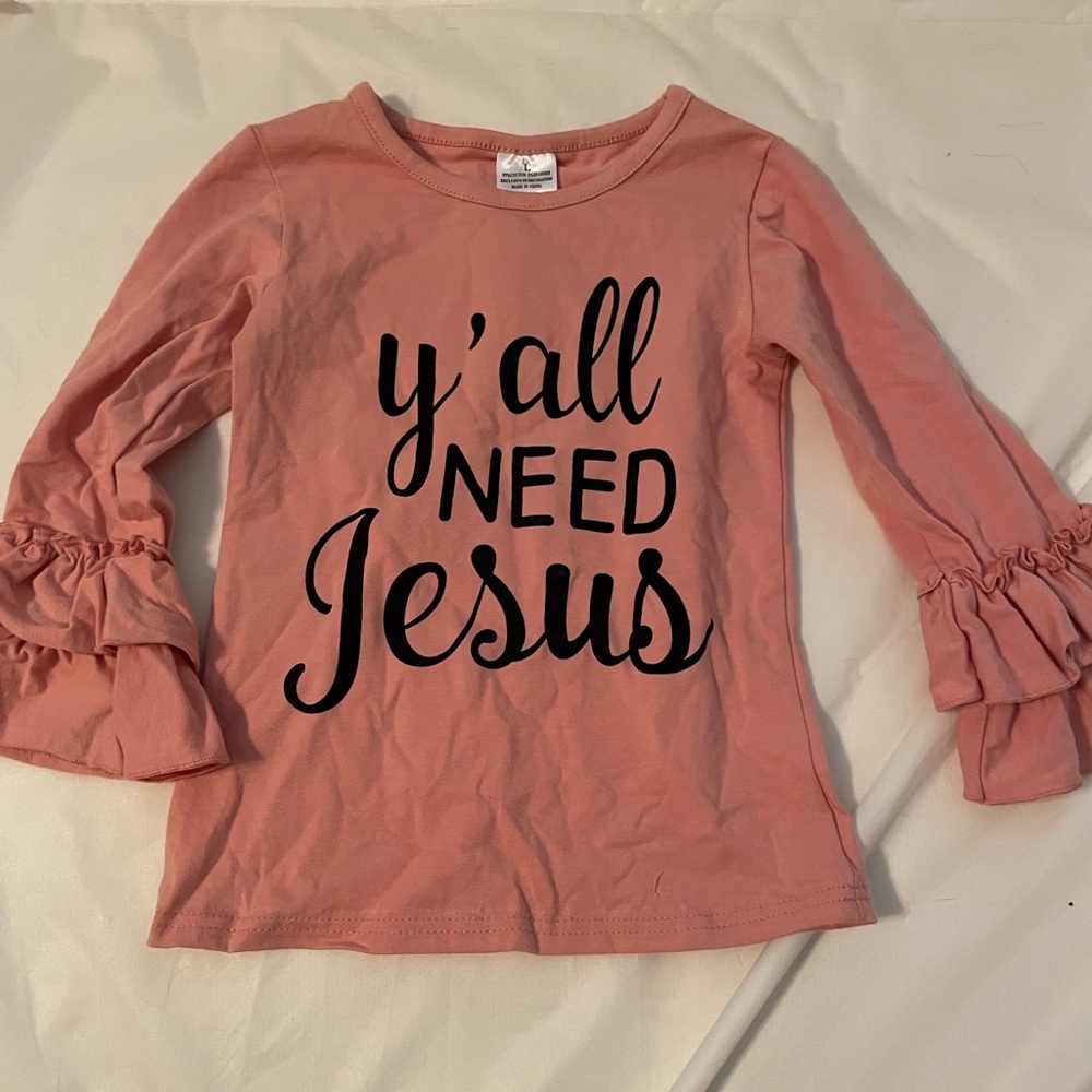 Girls Ruffle Graphic 3/4 length tee